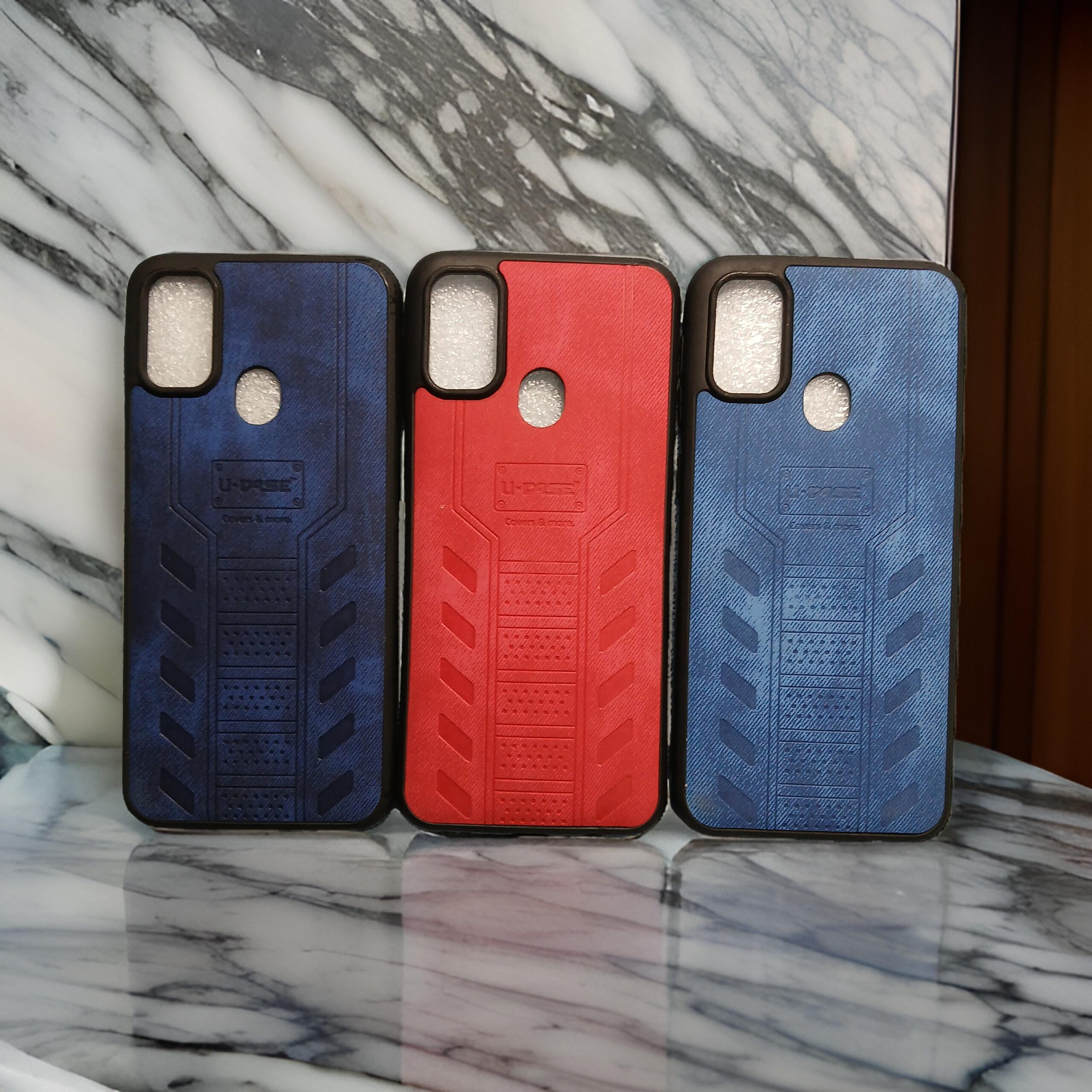 Samsung M21 back case leather finish