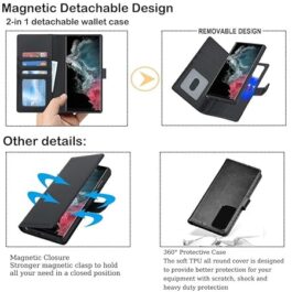 Samsung Galaxy S24 Ultra Detachable Wallet Flip Cover Removable Back Case